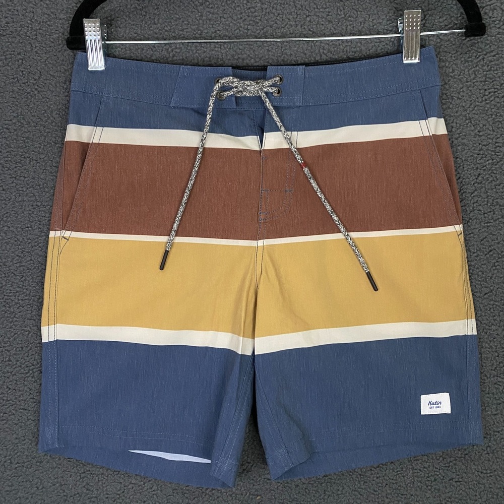 Katin Board Shorts Mens 28 Multicolor Wide Stripe Beach Surf Swim Trunks